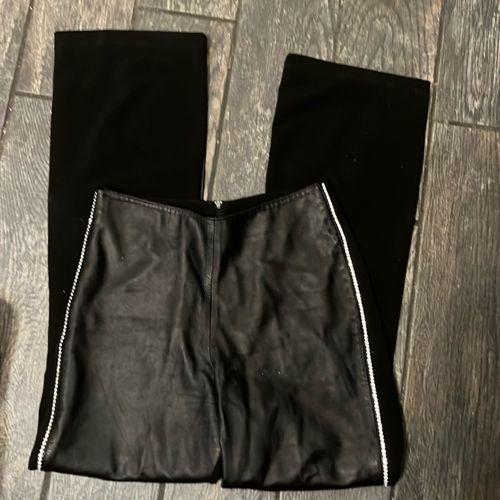 Crystal embellished vintage leather pants